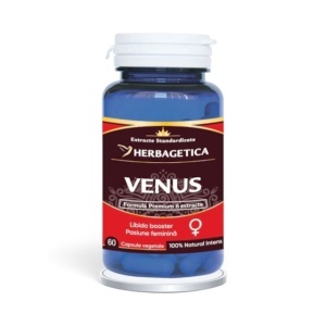 Venus, supliment alimentar destinat susținerii energiei, vitalității și stării de bine feminine, 60 capsule vegetale, Herbagetica
