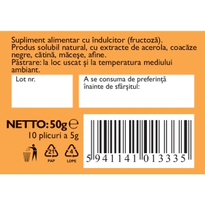Vitamina C 500 naturală solubilă, 10 plicuri, Fares - Img 6