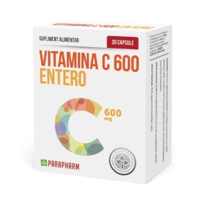 Vitamina C Entero 600 mg, cu eliberare la nivel intestinal, susține imunitatea, ajută la reducerea oboselii, 30 capsule, Parapharm
