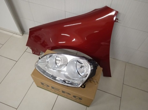 Pachet Aripa + Far Stanga VW Golf 5 V 2004-2008 LA3W Rosu - Disponibil în rate - Img 3