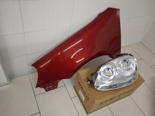 Pachet Aripa + Far Stanga VW Golf 5 V 2004-2008 LA3W Rosu - Disponibil în rate - Img 2