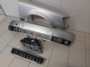 Pachet Bara+Grila+Far+Aripa Fata Dreapta Audi A4 B6 An 00-04 LY7W-Gri - Disponibil în rate - Img 2