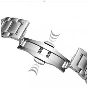 Bratara Metalica Argintie cu Deployant 19mm - Img 5