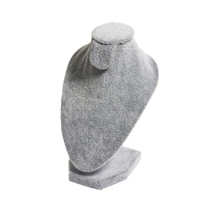 Bust de prezentare bijuterii invelit in catifea gri 16cm BU5381 - Img 1