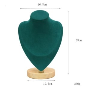 Bust prezentare lanturi si pandantive din lemn si catifea fină verde smarald WZ4722XL - Img 2