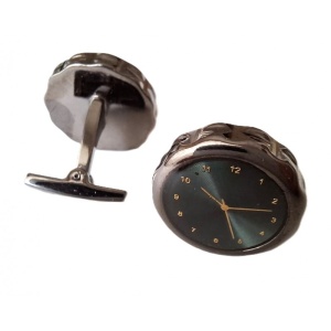 Butoni pentru Cămașă Cadran de Ceas - Negru | Accesoriu Elegant WZ4944