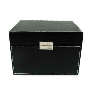 Caseta Bijuterii Piele Ecologica Neagra AMANDA WZ1923 - Img 5