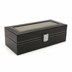 Caseta Ceasuri Cu 5 Spatii Neagra Piele Ecologica WZ1542 - Img 3