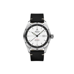 Ceas Atlantic Seaflight 70351.41.11 – 44 mm – Quartz Elvețian – Geam Safir – Cadran Alb – Curea Neagră - Img 1