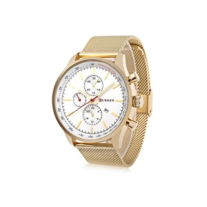 Ceas Barbatesc Auriu CURREN M8227 Cadran Alb