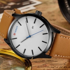 Ceas Bărbătesc Elegant Curren – Carcasă Oțel – Cadran 45 mm – Curea Piele Gri – Afișare Dată - Img 3