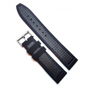 Curea Ceas „Carbon Blue Tech” 4S15 – Silicon cu Textură Carbon și Cusătură Albastră (20mm - 22mm)