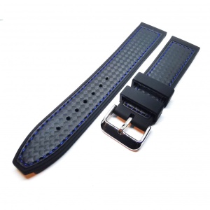 Curea Ceas „Carbon Blue Tech” 4S15 – Silicon cu Textură Carbon și Cusătură Albastră (20mm - 22mm) - Img 3