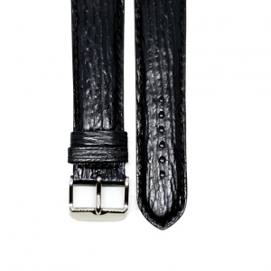 Curea Ceas „Shark Ocean” Fleurus – Piele Veritabilă de Rechin, Negru cu Cusătură Albă (20mm - 24mm) - Img 3