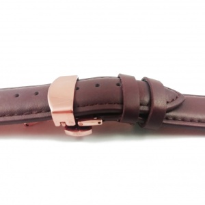 Curea ceas din piele maro Deployant auriu-roze 14mm 16mm 18mm 20mm 22mm 24mm - Img 3