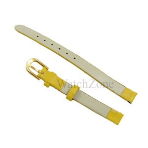 Curea ceas piele 8mm galbena - Img 2