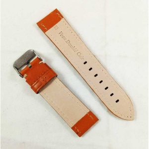 Curea Ceas Piele Naturala Maro Deschis Cusatura Alba 22mm WZ2274 - Img 2