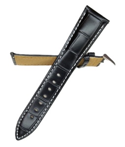 Curea Ceas Piele Naturală Maro/Negru – 18/20/22 mm – Cusătură Albă - Img 2