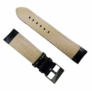 Curea Ceas Piele Naturala Neagra Cusatura Alba 22mm WZ2204 - Img 2