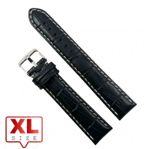 Curea Ceas Piele Naturala Neagra Imprimeu Crocodil XL 20mm WZ2208