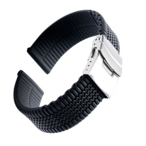 Curea Ceas Silicon Negru 20mm, 22mm 24mm Model Cauciuc Inchidere Deployant 2S15 - Img 3