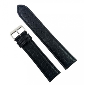 Curea Ceas XXL Piele Naturala Neagra Imprimeu Crocodil 24mm WZ2312 - Img 1