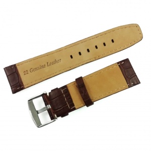 Curea de ceas din piele naturala Maro cu imprimeu crocodil 18mm, 20mm, 22mm - WZ3385 - Img 3