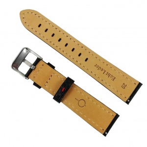 Curea de ceas din piele naturală neagră, imprimeu caroiaj - 20mm, 22mm, 24mm WZ2875 - Img 2
