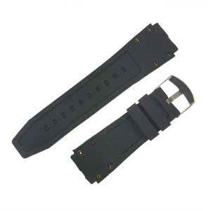 Curea de ceas din silicon negru cu insertii aurii 22mm - Img 2