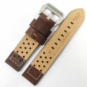 Curea de ceas maro Eichmuller imprimeu cu gaurele - 20mm 22mm WZ2630 - Img 2