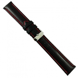 Curea de ceas Neagra cu gaurele din piele naturala - 20mm, 22mm, 24mm - WZ3416 - Img 3