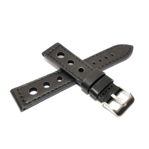 Curea de ceas Peyton Neagra din piele naturala cu gaurele 20mm, 22mm, 24mm - WZ4220 - Img 2