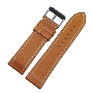 Curea de ceas Robusta din Piele Naturala - Culoare Portocalie - 24mm - WZ3977 - Img 2