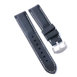 Curea De Ceas Silicon Neagra cu Cusatura Alba 20mm 22mm WZ727 - Img 2