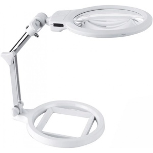 Lupă de Masă cu LED – 2,5X și 5X – Pliabilă – Mâini Libere – pentru Ceasornicărie, Modelism, Bijuterie – Albă - Img 4