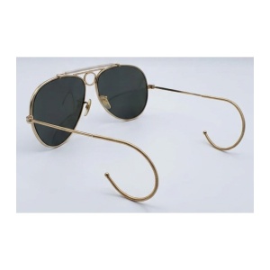 Ochelari Aviator Stil Anii 90 – Ramă Aurie – Lentile Gri din Sticlă – Sistem Anti-Cădere pentru Sport - Img 2