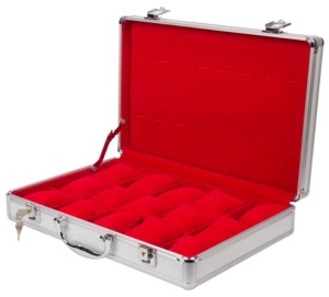 Servietă Protecție și Transport Ceasuri din Aluminiu – 15 Spații – Interior Catifea Roșie - Img 2