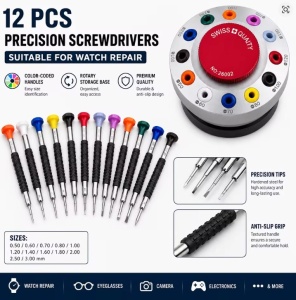 Set Șurubelnițe de Precizie 26002 – 20 de Vârfuri Plate – Pentru Mecanisme și Curele de Ceas – Trusă Completă pentru Dezasamblare - Img 3