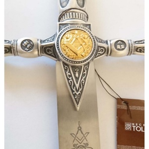 Spadă de Toledo cu Simboluri Masonice – Oțel Inoxidabil 77 cm – Made in Spain - Img 2