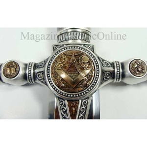 Spadă Masonică de Lux Silver – Marto Toledo – Oțel Inoxidabil 116 cm – Model 776 Albastră - Img 7
