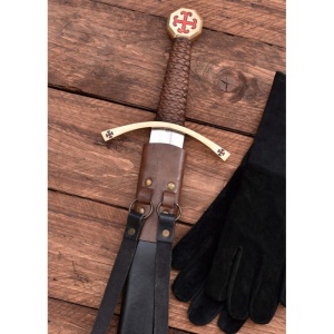 Spadă Templier cu Teacă – Fibră de Carbon și Lemn – 97 cm - Cadou pentru Colecționari - Img 2