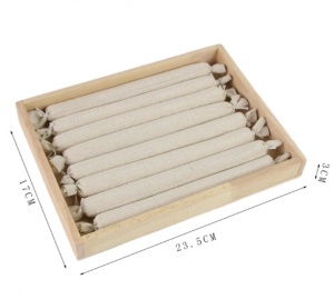 Tavă de Expoziție pentru Inele – Lemn și Material Textil – 23.5x17x3 cm – 9 Spații – Expozitor Bijuterii - Img 2