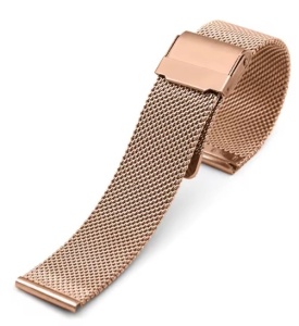 Brățară Ceas Auriu-Roze Mesh Milaneză – Universală – Oțel Inoxidabil – 20mm – Grosime 2mm - Img 2