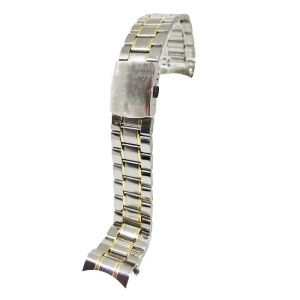 Brățară de ceas din oțel inoxidabil – Bicoloră – Finisaj mat – Capete curbate – 20mm / 22mm – Lungime 19cm – Închidere deployant