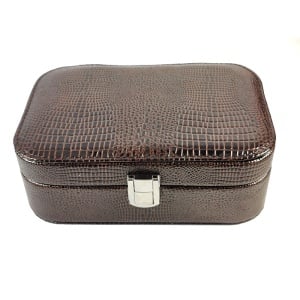 Caseta bijuterii piele ecologica DENISE rosie / neagra / camel / maro WZ1784