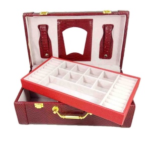 Caseta Bijuterii Tip Servieta Rosie / Neagra / Crem Maria WZ2168 - Img 2