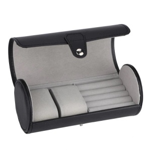 Caseta transport si depozitare pentru 2 ceasuri si bijuterii din piele ecologica - Rosie / Neagra / Carbon - WZ3450 - Img 10