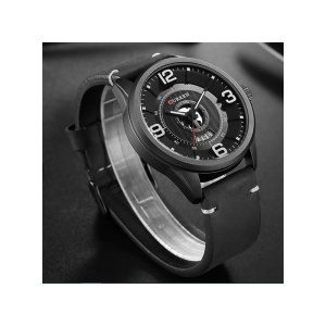 Ceas Bărbătesc CURREN M8305 – Design Modern – Carcasă Neagră 48 mm – Curea Piele Neagră - Img 3