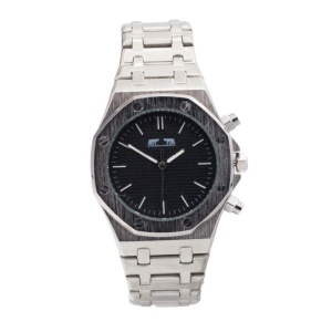 Ceas Bărbătesc Matteo Ferari Black & Silver – Carcasă Octogonală 52x45 mm – Cadran Negru – Brățară Oțel Inoxidabil – MF110-A - Img 2
