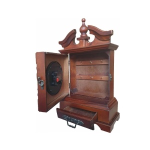 Ceas de Birou „Secret Storage” TX-3802 – Eleganță Vintage din Lemn cu Sertar și Detalii Mecanice - Img 2